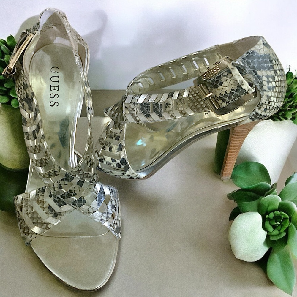 Guess Women’s Rianne Python Print Sandals - Picture 9 of 16